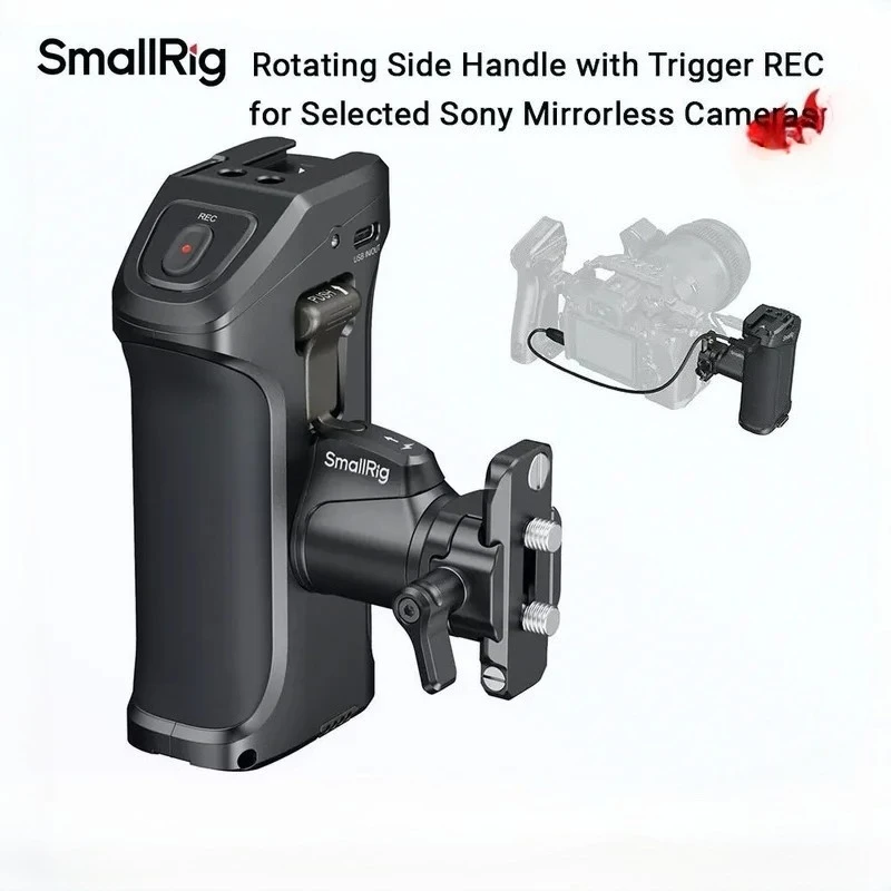 Nikon Camera Z50 - SmallRig 3893 ด้ามจับด้านข้างแบบหมุนพร้อมทริกเกอร์ REC สำหรับกล้องโซนี่มิเรอร์เลสสำหรับโซนี่ FX3/FX30/A7R